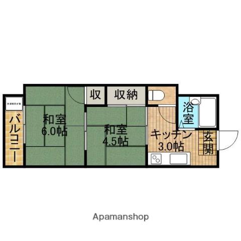 ホバートハイツ(2K/2階)の間取り写真