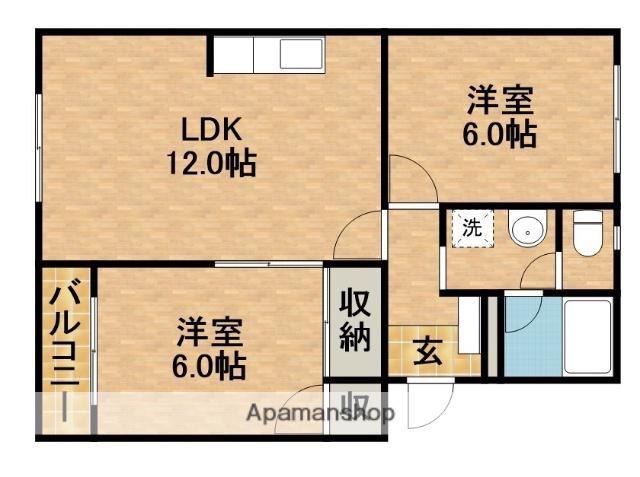ラフィーネK(2LDK/1階)の間取り写真