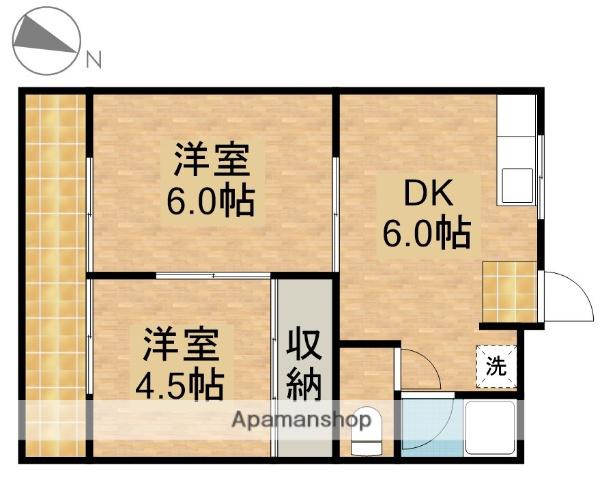 ハイツマルミA(2DK/1階)の間取り写真