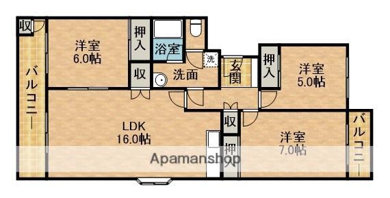 蜆塚ハイムA(3LDK/3階)の間取り写真