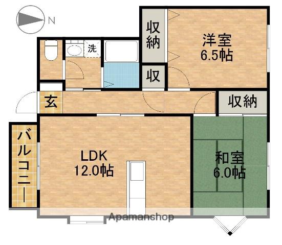 ハイステージ新橋B(2LDK/1階)の間取り写真
