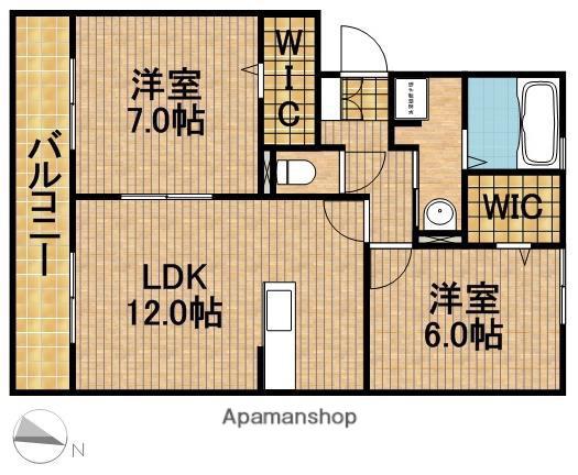 ロイヤルガーデン染地台B(2LDK/3階)の間取り写真