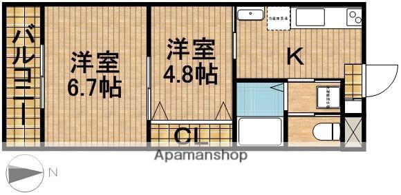 プロスパー水堀(2K/2階)の間取り写真