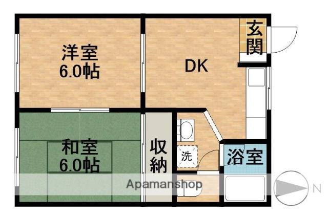 MAISON DE PATIO(2DK/1階)の間取り写真