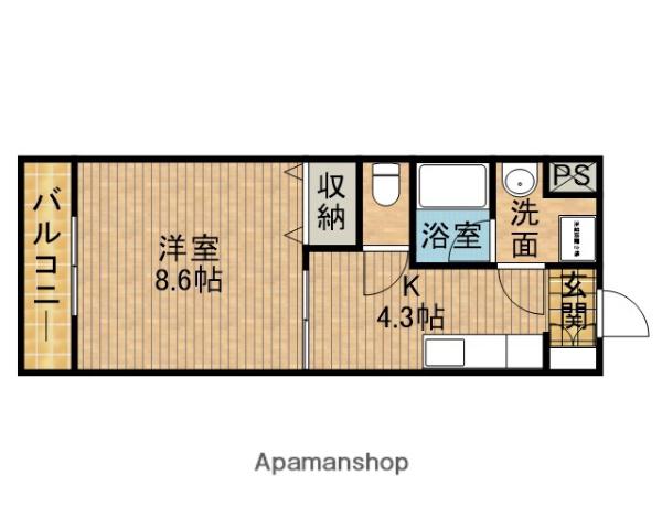 ヴェルデコート(1K/1階)の間取り写真