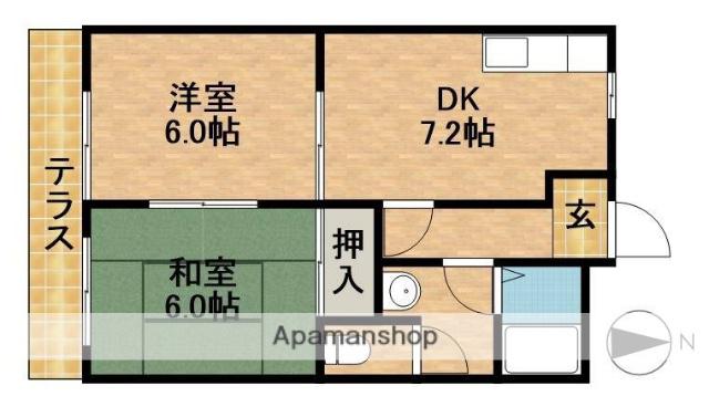 ベルギーハイツ(2DK/1階)の間取り写真