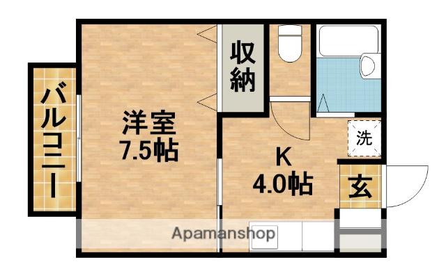 リバティヒル幸E(1K/2階)の間取り写真