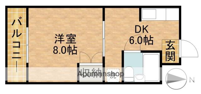 サンフラワーⅠ(1DK/2階)の間取り写真