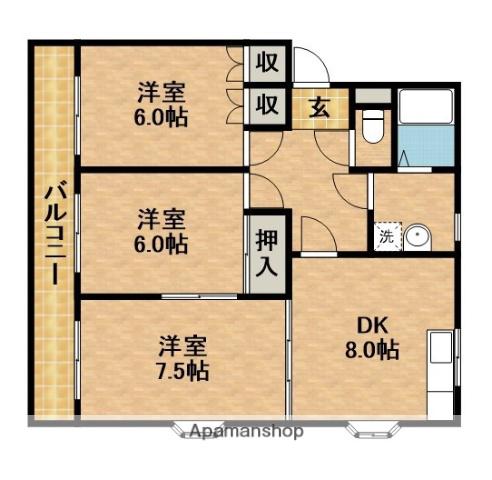 ニューシティ上西(3DK/3階)の間取り写真