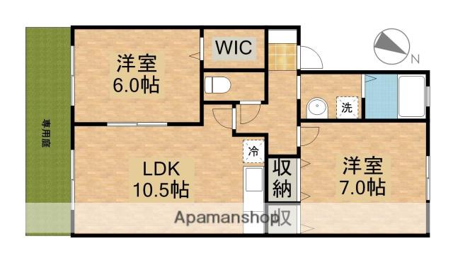 アイセイハイツⅡ(2LDK/1階)の間取り写真