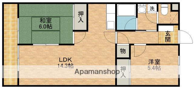 ファミーユ安座(2LDK/1階)の間取り写真