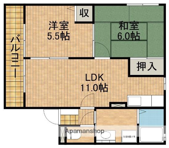 はなみずき(2LDK/2階)の間取り写真