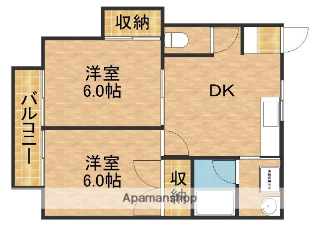 ハイツトダⅠ(2DK/2階)の間取り写真