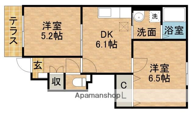 ニューアーバンA(2DK/1階)の間取り写真