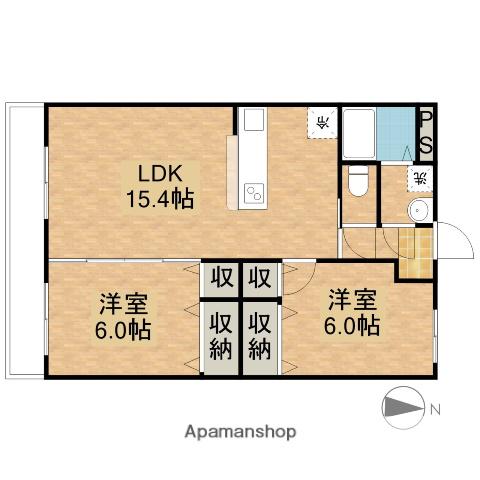 クレアールⅡ(2LDK/3階)の間取り写真