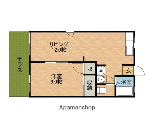 シャルム岸町(1LDK/1階)の間取り写真