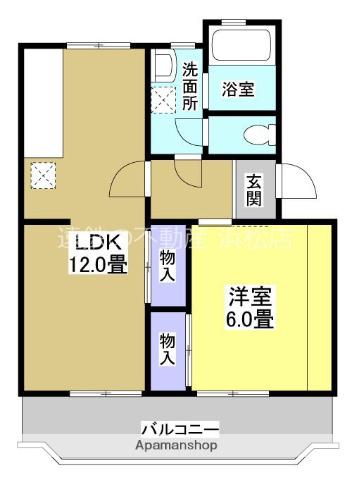 サンホーム曳馬(1LDK/2階)の間取り写真