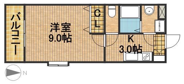 ハーヴェストⅡ(1K/3階)の間取り写真