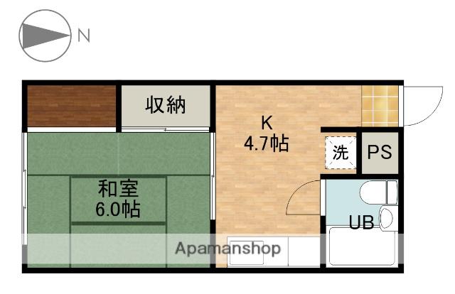 ハイツ門名(1K/2階)の間取り写真