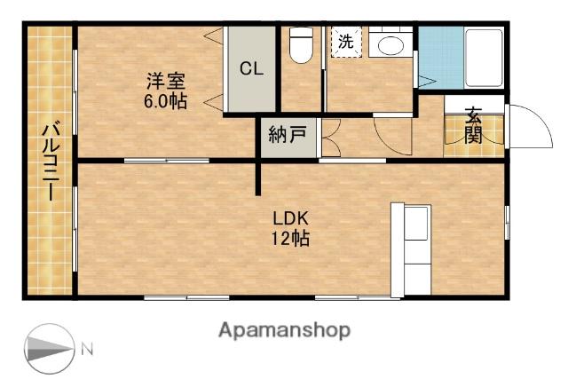 アネックス篠ヶ瀬Ⅱ(1LDK/4階)の間取り写真