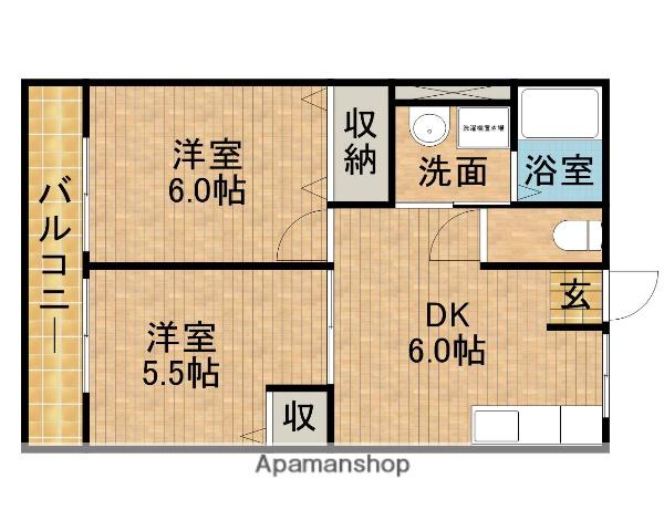 シティハイムアサダ(2DK/1階)の間取り写真