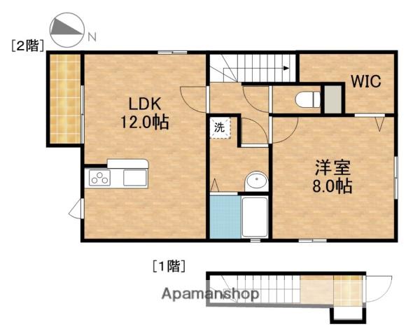 ロイヤルタウン染地台D(1LDK/2階)の間取り写真