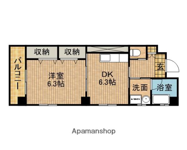 HABITARE更紗(1DK/5階)の間取り写真