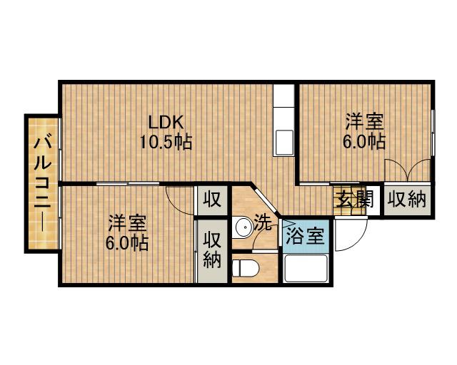 スルガヒルキャッスルA(2LDK/2階)の間取り写真
