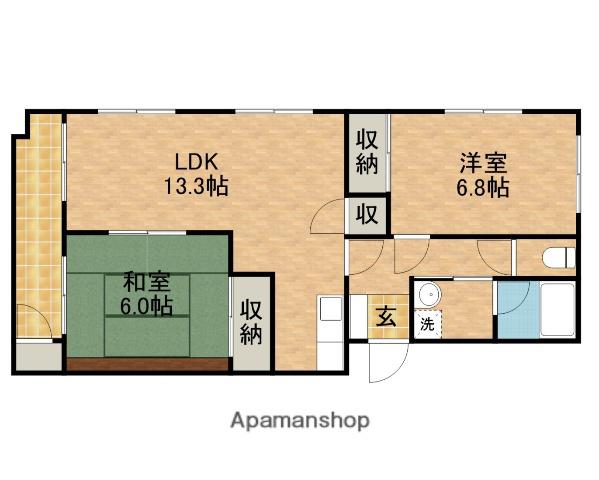 プレステージ高丘(2LDK/1階)の間取り写真