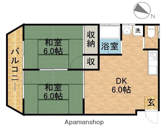 パールハイツ(2DK/1階)の間取り写真