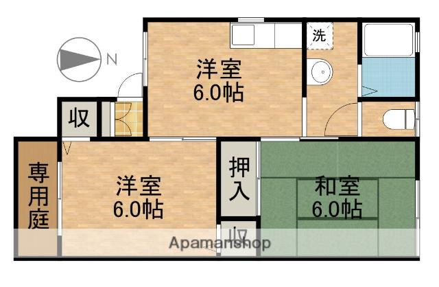 サンセジュール(2DK/1階)の間取り写真