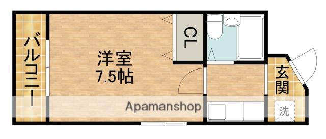 フォーラム和地山(1K/2階)の間取り写真