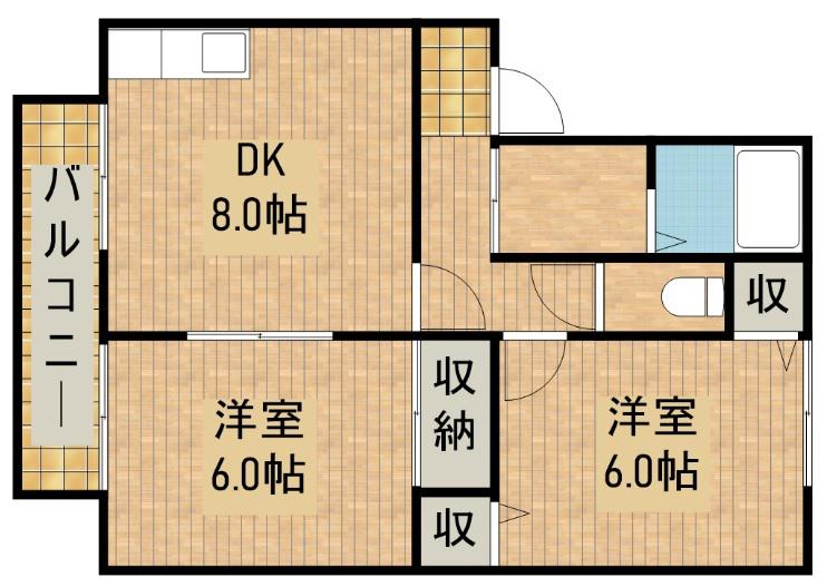 サンパティークⅠ(2DK/1階)の間取り写真