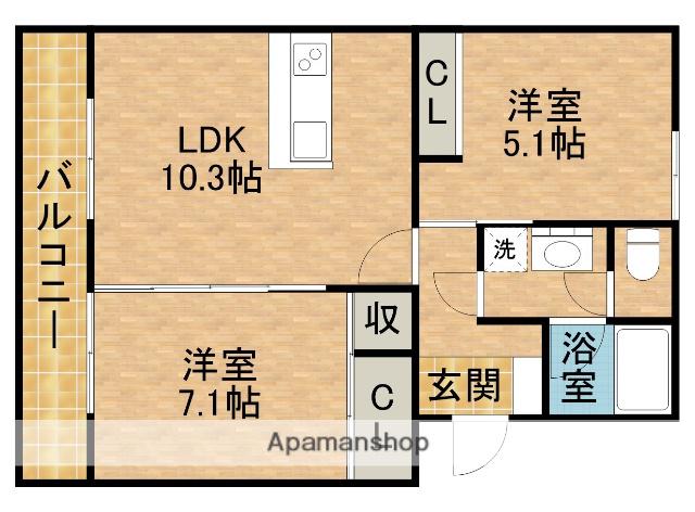 マンションカメリアⅡ(2LDK/1階)の間取り写真