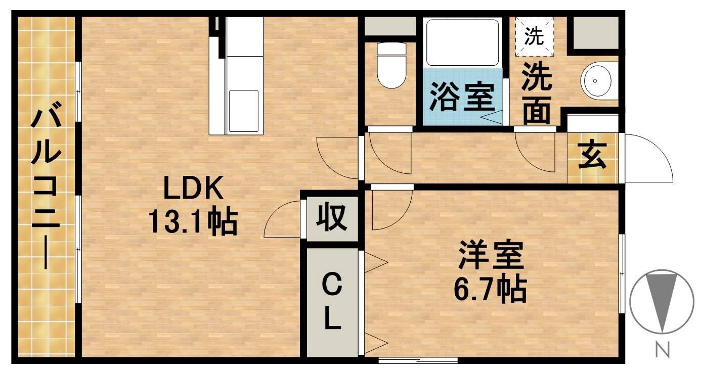 グランストーク天龍川(1LDK/2階)の間取り写真