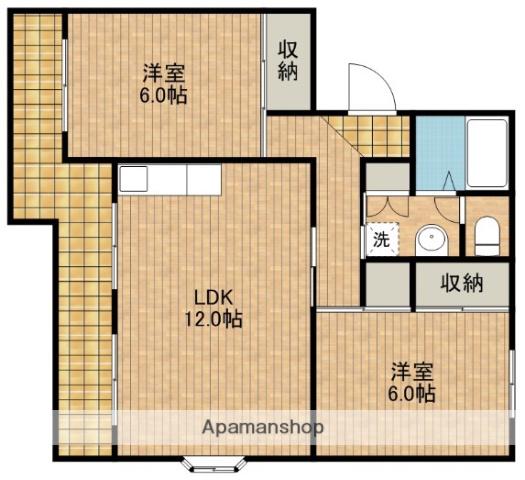 第3田畑ハイツ(2LDK/2階)の間取り写真