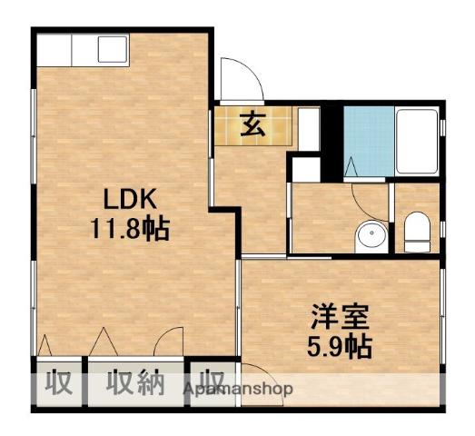 ペーシュ はかまた(1LDK/2階)の間取り写真