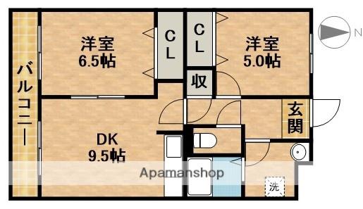 HR-HILLS(2DK/3階)の間取り写真