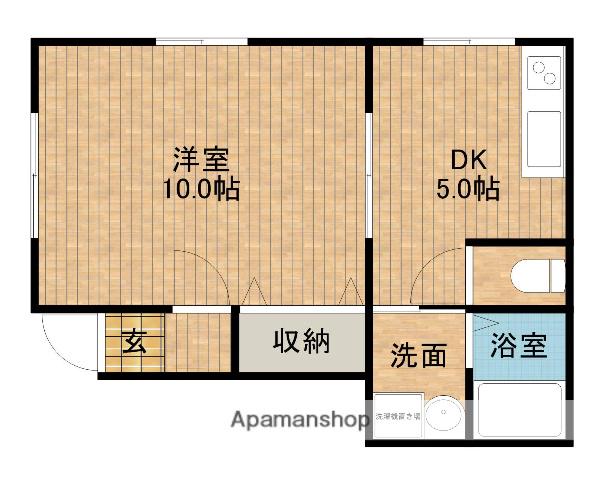 オンザヒル(1DK/1階)の間取り写真