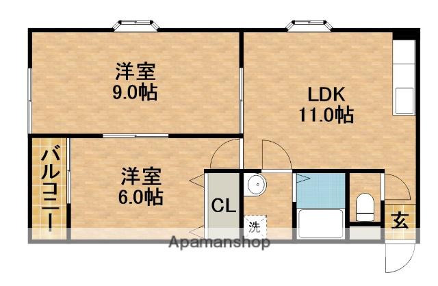 ドーソン(2LDK/1階)の間取り写真