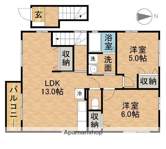 東海道本線 鷲津駅 バス乗車時間：5分 清原坂バス停で下車 徒歩5分 2階建 築17年(2LDK/2階)の間取り写真
