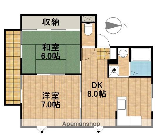 ロイヤルハイツA(2DK/2階)の間取り写真