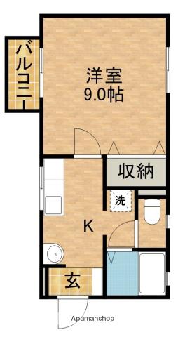 ベルロード鈴由(1K/1階)の間取り写真