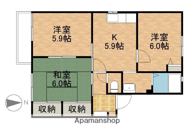 エステートさぎた A(3K/1階)の間取り写真