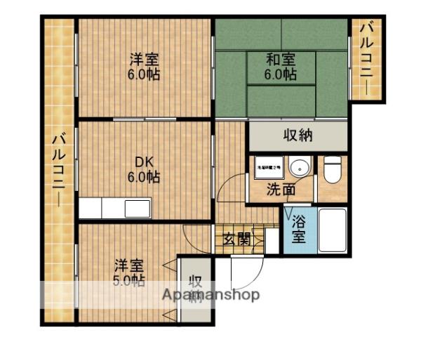 ムスカリⅡA(3DK/2階)の間取り写真