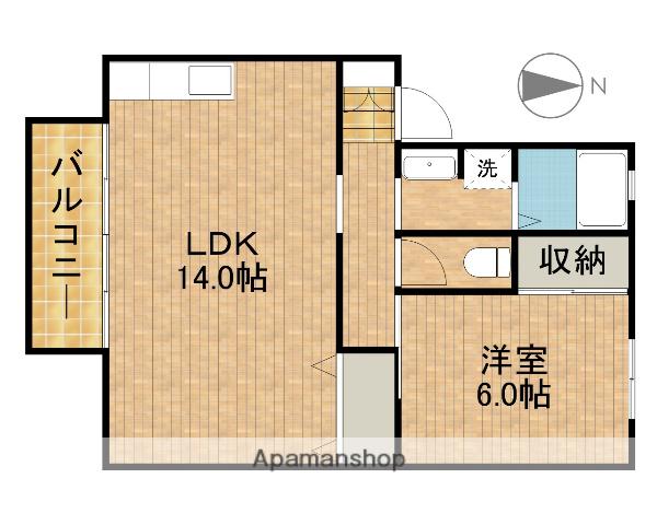 スカイハイツC(1LDK/2階)の間取り写真