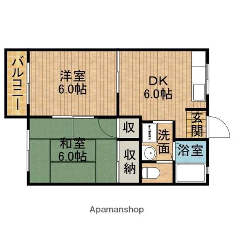 コーポみのり(2DK/2階)の間取り写真