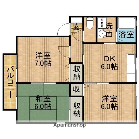 レディーバード(3DK/2階)の間取り写真