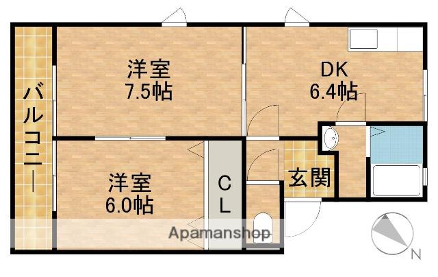 メゾン三ツ谷A棟(2DK/2階)の間取り写真