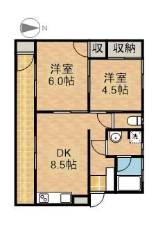 エクスト神田町(2DK/1階)の間取り写真